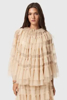 AllSaints bluza culoarea bej, uni, W018PD imagine