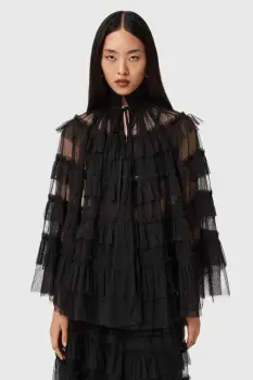 AllSaints bluza culoarea negru, uni, W018PD imagine