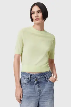 AllSaints bluza  de lana ELSIE culoarea verde, uni, W068KC imagine