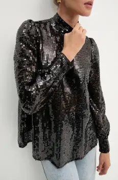 AllSaints bluza femei, culoarea negru, neted, W032PB imagine