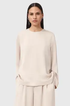 AllSaints bluza LEANNE culoarea alb, uni, W019PD imagine