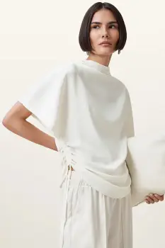 AllSaints bluza LESLIE culoarea alb, uni, W024PD imagine