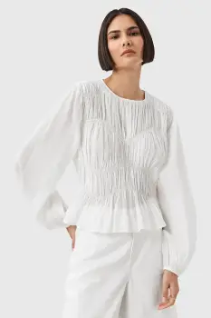 AllSaints bluza MELANI culoarea alb, uni, W020PD imagine