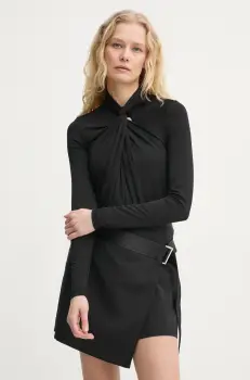 AllSaints bluza MINA femei, culoarea negru, neted, W071PB imagine