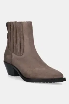 AllSaints botine din piele intoarsa MARCIE SUEDE BOOT culoarea maro, cu toc drept, W018FD imagine