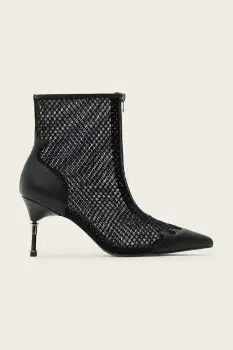 AllSaints botine Natasha Mesh Boot culoarea negru, cu toc cui, W076FD imagine