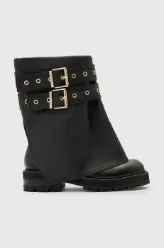 AllSaints cizme de piele Drew Boot femei, culoarea negru, cu toc plat, W158FB imagine