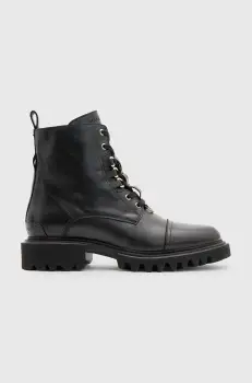 AllSaints cizme de piele Lydia Boot femei, culoarea negru, cu toc plat, W040FB imagine