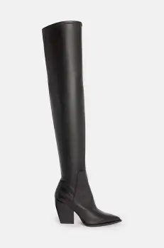 AllSaints cizme Lara Boot femei, culoarea negru, cu toc drept, W099FB imagine