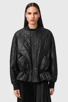 AllSaints geaca bomber ALII culoarea negru, de tranzitie, oversize, W051OD imagine