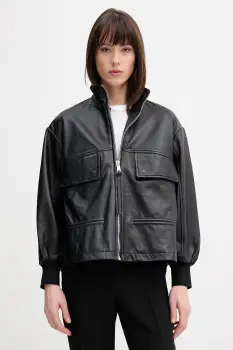 AllSaints geaca bomber de piele FLOR imagine