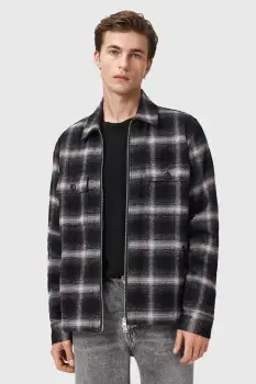 AllSaints geaca cu aspect de camasa BAYO culoarea negru, de tranzitie, M026OD imagine