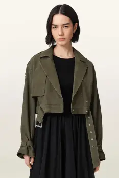 AllSaints geaca de biker pentru femei din piele intoarsa OPHELIA imagine