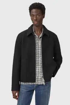 AllSaints geaca de lana CELESTE culoarea negru, de tranzitie, M011OD imagine