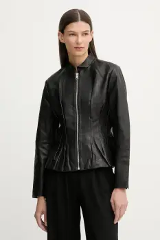 AllSaints geaca de piele CLO culoarea negru, de tranzitie, W024LD imagine