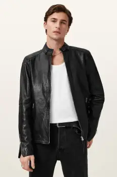 AllSaints geaca de piele CORA culoarea negru, de tranzitie, M064LB imagine