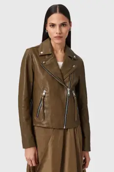 AllSaints geaca de piele DALBY BIKER culoarea bordo, W099LB imagine