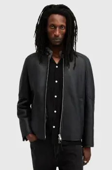 AllSaints geaca de piele HAYWARD barbati, culoarea negru, de tranzitie, M057LB imagine