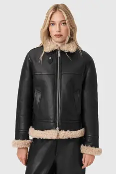 AllSaints geaca de piele LOREL culoarea negru, W069LB imagine