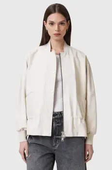AllSaints geaca de piele SOFI culoarea alb, de tranzitie, W126LB imagine