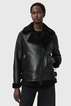 AllSaints geaca de piele SOLA culoarea negru, W120LB imagine