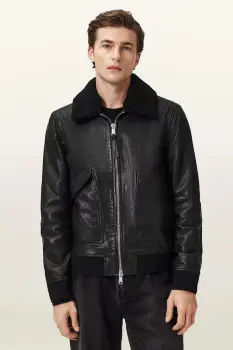 AllSaints geaca de piele VAUCLUSE imagine