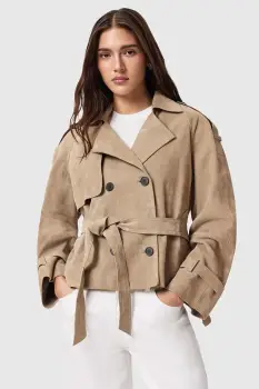 AllSaints geaca din piele intoarsa REED imagine