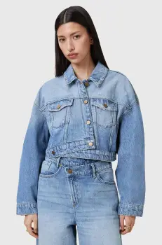 AllSaints geaca jeans AKI CROSSOVER de tranzitie, W007OC imagine