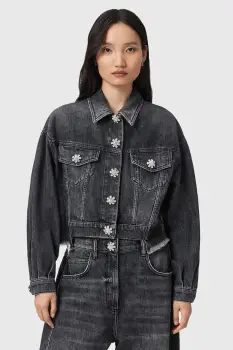 AllSaints geaca jeans BETH culoarea negru, de tranzitie, W033OD imagine