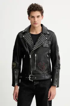 AllSaints geaca ramones de piele COLE culoarea negru, de tranzitie, M044LD imagine