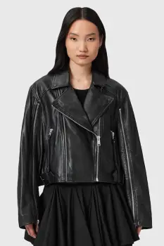 AllSaints geaca ramones de piele MASONE culoarea negru, de tranzitie, W007LD imagine