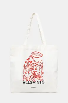 AllSaints geanta de bumbac BREAKUP culoarea alb, M086XC imagine