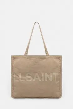 AllSaints Geanta de bumbac LARGE culoarea bej, M170XC imagine