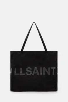 AllSaints Geanta de bumbac LARGE culoarea negru, M170XC imagine