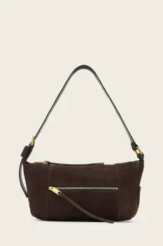 AllSaints geanta de mana din piele intoarsa culoarea maro, W346XD imagine