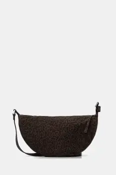 AllSaints geanta de mana din piele intoarsa HALFMOON culoarea maro, W357XD imagine