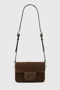 AllSaints geanta de mana din piele intoarsa JUPITER culoarea maro, W363XD imagine