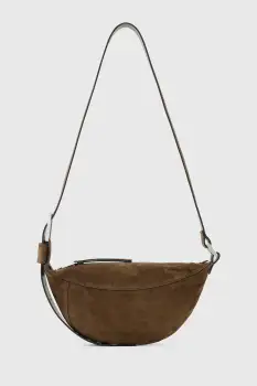 AllSaints geanta de mana din piele intoarsa LUNA culoarea maro, W350XD imagine