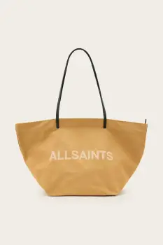 AllSaints geanta din bumbac SERAFINA culoarea bej, W323XC imagine