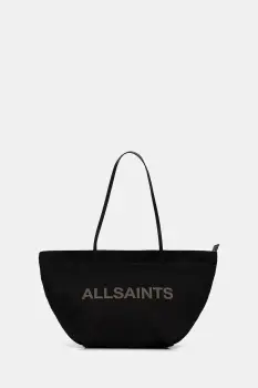 AllSaints geanta din bumbac SERAFINA culoarea negru, W323XC imagine