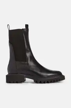 AllSaints ghete chelsea de piele Hallie Boot femei, culoarea negru, cu toc plat, W115FB imagine