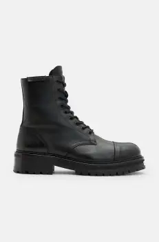AllSaints ghete de piele Hank Boot barbati, culoarea negru, M004FB imagine