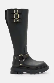 AllSaints ghete de piele Jade Biker Boot femei, culoarea negru, cu platforma, W055FB imagine
