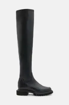 AllSaints ghete de piele Leona Boot femei, culoarea negru, cu toc plat, W097FB imagine