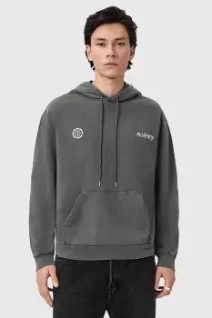 AllSaints hanorac cu gluga barbatesc din bumbac EMBLEM imagine