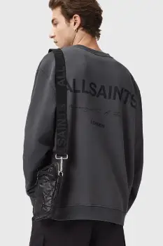 AllSaints hanorac de bumbac FUTURE culoarea gri, cu imprimeu, M001ND imagine