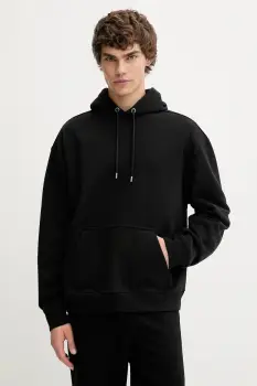 AllSaints hanorac de bumbac MILO culoarea negru, cu gluga, uni, M009ND imagine