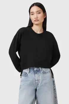 AllSaints hanorac de bumbac MIRA culoarea negru, uni, W214JC imagine