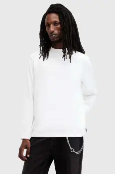 AllSaints hanorac de bumbac NERO barbati, culoarea alb, neted, M038JB imagine