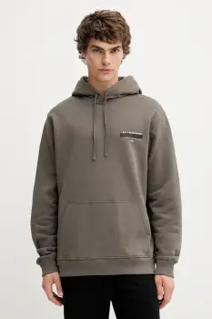 AllSaints hanorac de bumbac REDACT culoarea negru, cu gluga, cu imprimeu, M001NC imagine